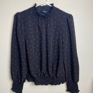 Sanctuary Women's Blouse Size Large Black with Red Accents